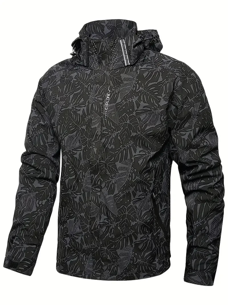 Men's Casual Lightweight Waterproof Windbreaker Jacket, Full Zip Up Hooded 3