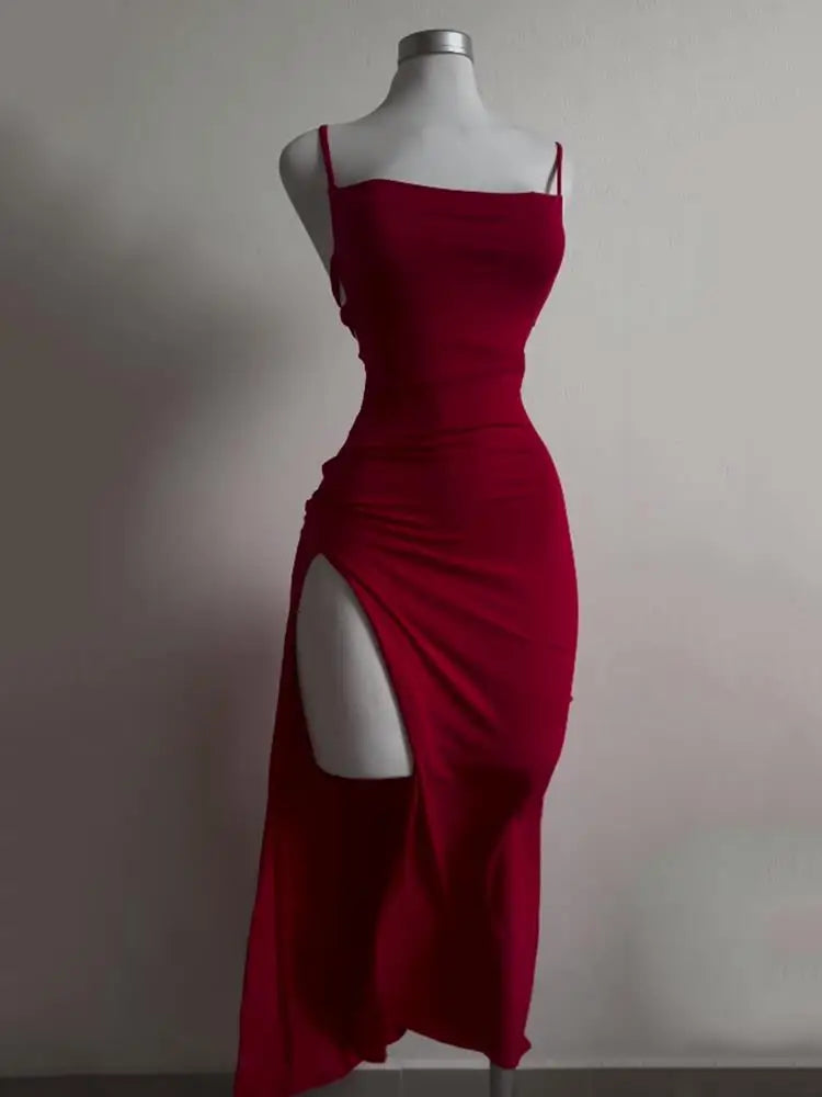 2025 explosive new dress summer high sensibility halter strap Spice Girl bag hip dress 2