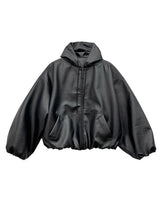Mauroicardi Spring Autumn Short Oversized Black Soft Pu Leather Jacket Men with Hood Zipper Loose Casual Korean Fashion Clothes 5