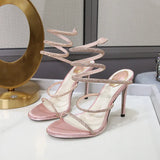 Elegant Snake Twine Around Crystal High Heel Sandals | Women Summer Fashion