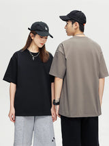 260GSM Summer T Shirt Men Korean Fashion Short Sleeve Loose Basic T-shirts Solid Tops Oversized Tee Unisex 4