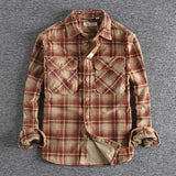 Men's Khaki Retro Spring/Autumn Corduroy Long Sleeve Shirt - Washed Comfort Fit 2