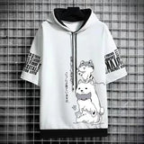 Japan Fashion Men's Hoodies Summer Men Clothing Cartoon Casual Harajuku Streetwear Print Hooded Top Short Sleeve Sweatshirts Men 4