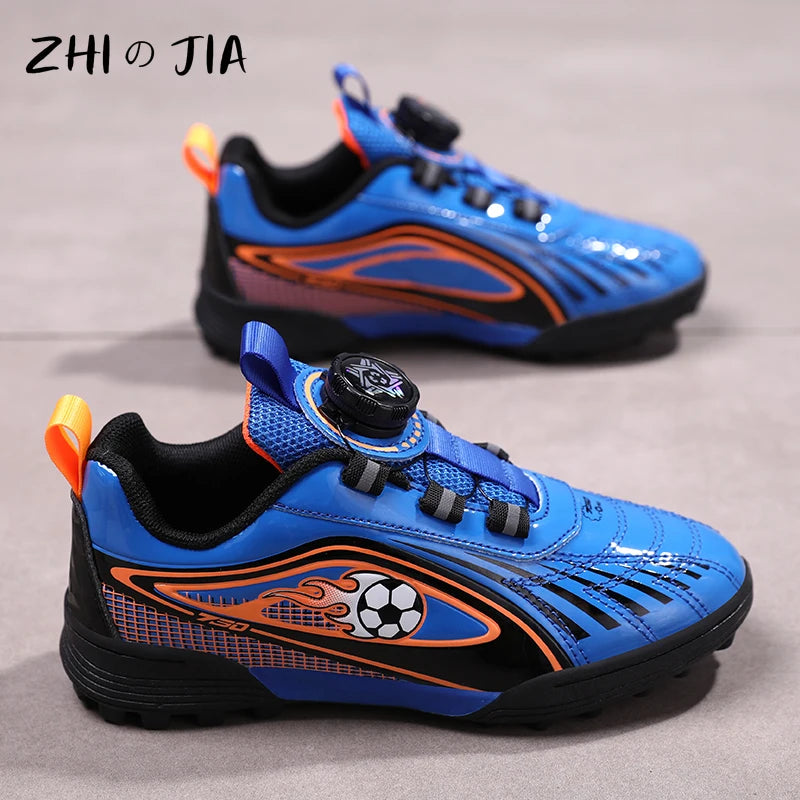 Children's Rotary Buckle Sneaker Boys Girls Professional Training Football Shoes Anti Slip Lightweight Fashion Football Footwear 2