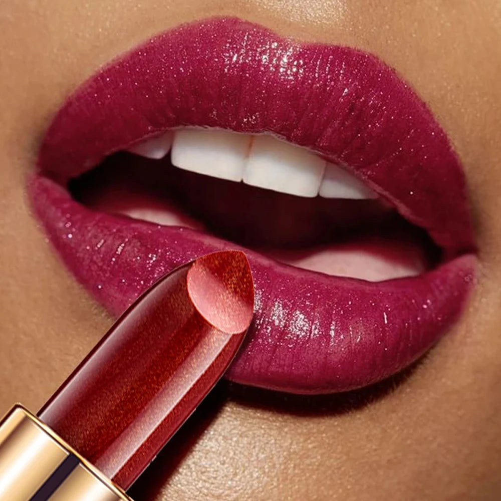 Black tube gold shiny lipstick, pearl moisturizing lipstick 9 colors available 2