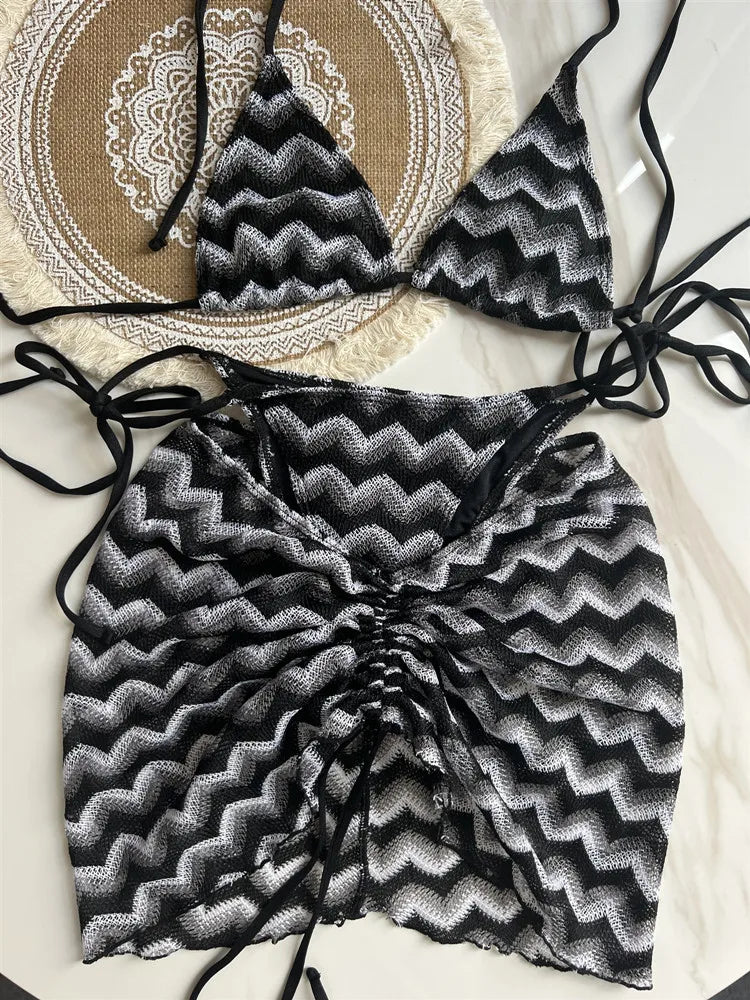 Women’s Maple Leaf Three-Piece Swimsuit Set