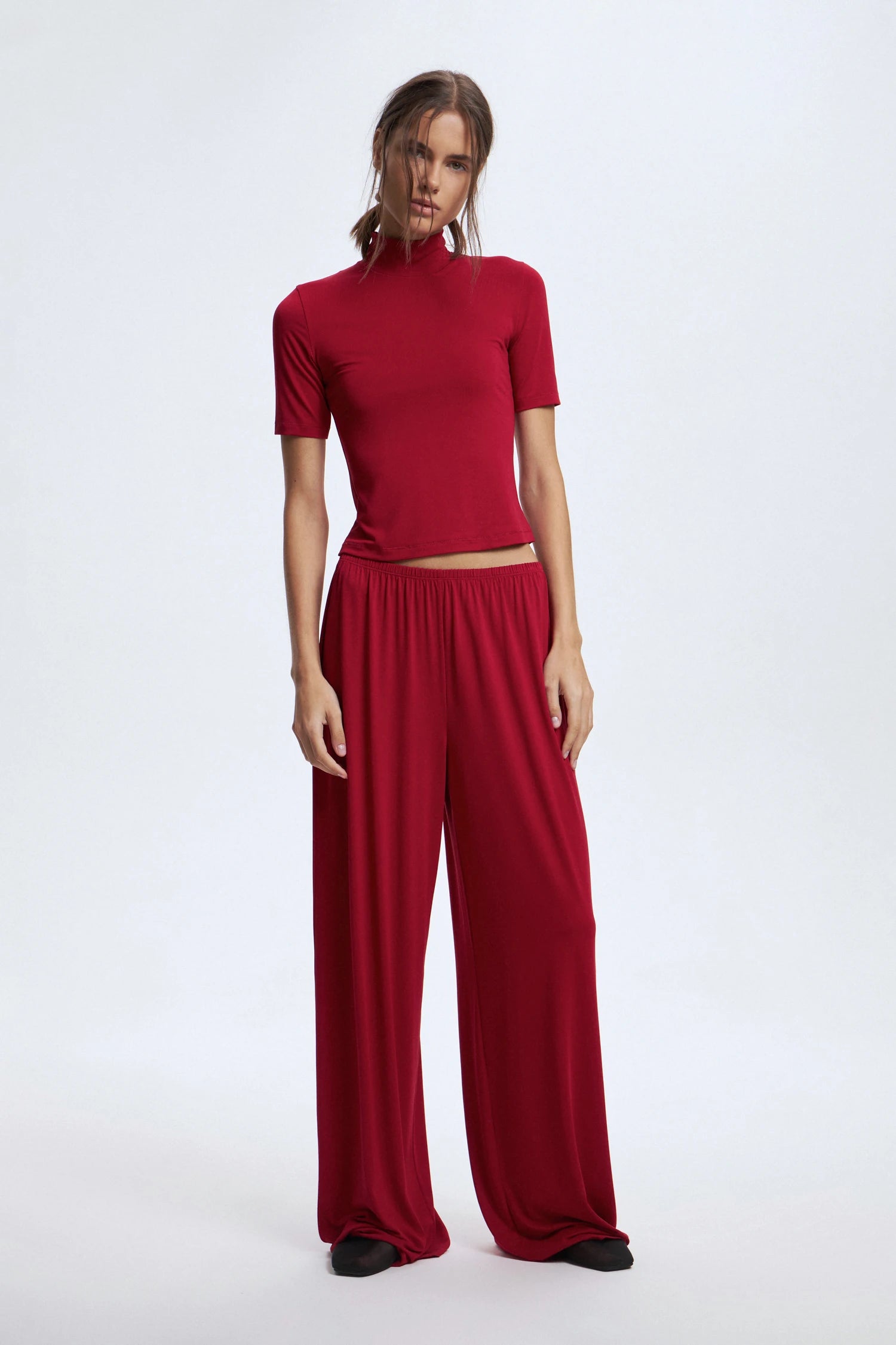 Hirsionsan Modal Soft Loose Sets Women 2025 Casual Two Pieces Long Sleeve T Shirts and High Waist Dresses Outfits Tracksuit