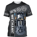 Men's Vintage Mechanic T-Shirt | Personalized Name 3D Print | Casual Summer Top | Oversized Pullover | 5XL 2
