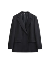 Women's Double Breasted Office Wear Blazer Coat, Long Sleeve, Flap Pockets, Female Outerwear, Chic Tops, Fashion 4