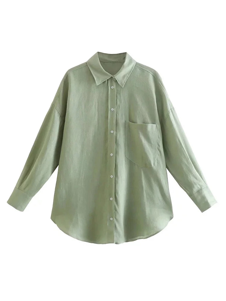 Vintage Oversized Button-Up Blouse