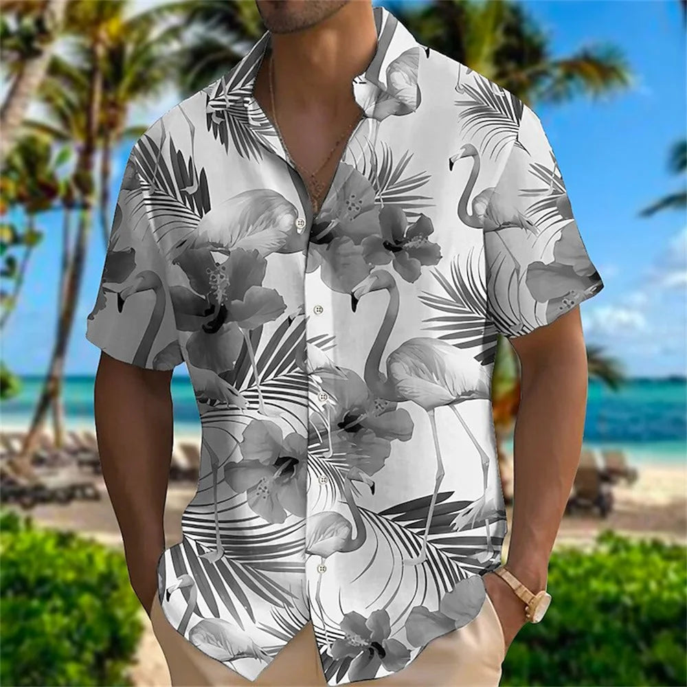 2025-Summer-Animal-Crane-Men-Hawaiian-Shirt-3d-Plant-Shirt-For-Men-Flower-Print-Plus-Size