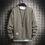 Mens Casual Sweatshirts Hoodie Men Fake Two Pieces Multi Color O-Neck Fashion