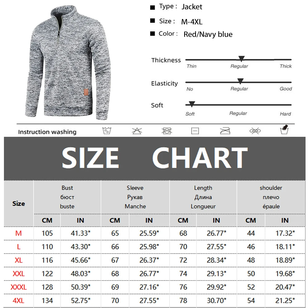 Men Sweatshirts Spring Thicker Pullover Half Zipper Pullover 2