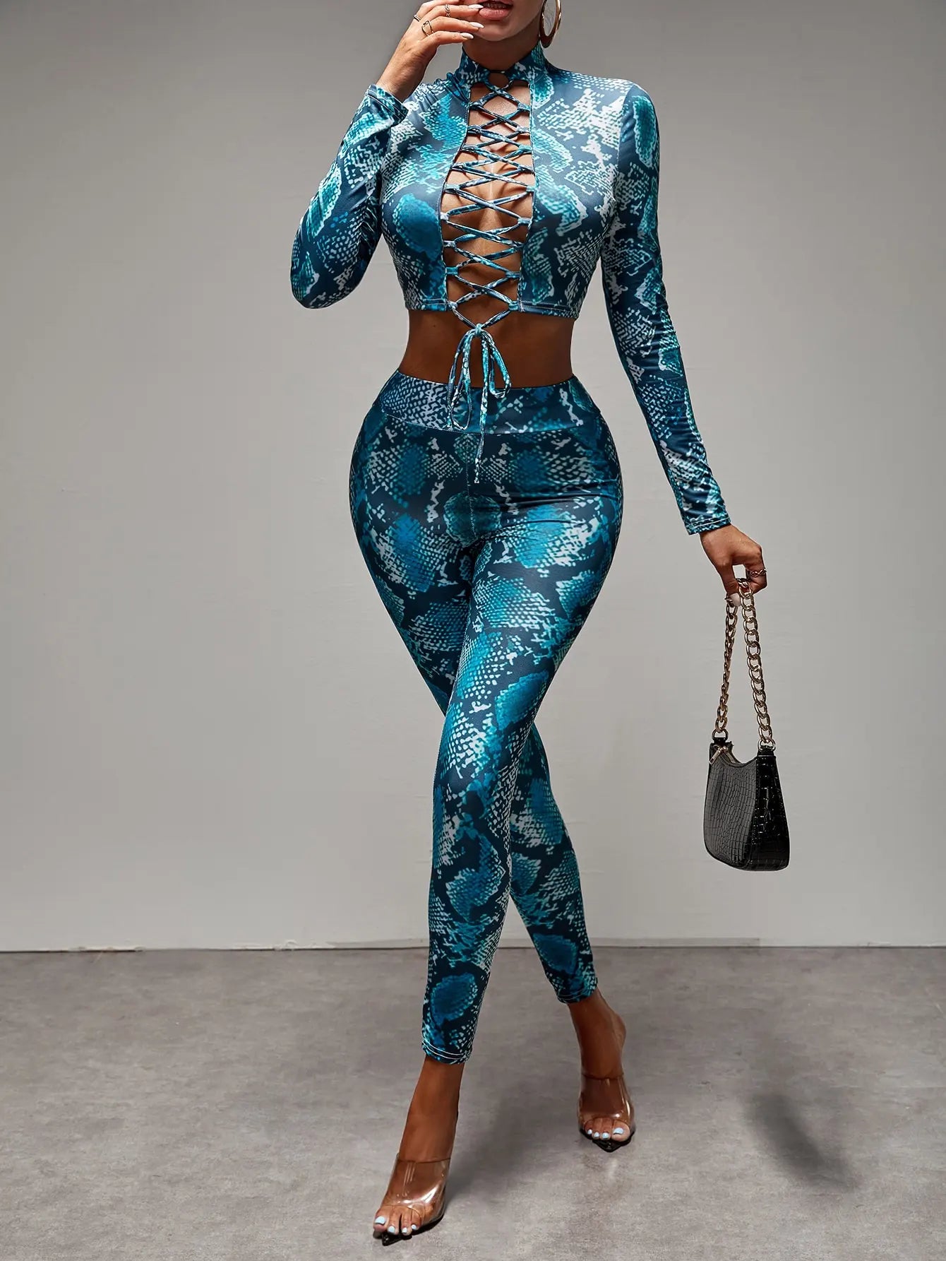 Women's Clothing Fashion Sexy Braided Lace Long sleeved Suit Pants