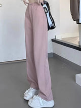 Girls High Waist Wide Leg Jeans Lady High Street Denim Straight Leg Pants Female Retro Blue Light Blue Black Gray Pink Trousers 2