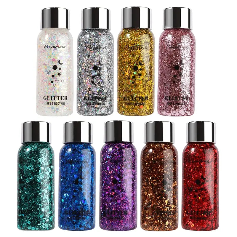 Full Body Gel Sequins Dazzle Color Dress Eye And Hair Highlights Long Term Powder Is Not Easy To Take Off Makeup Flowers 6