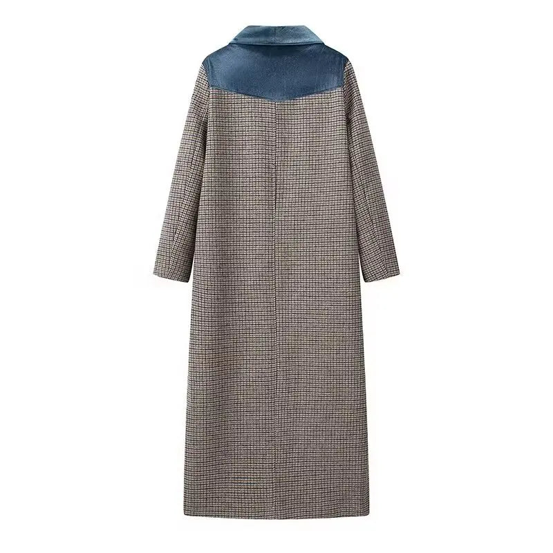 Autumn new women's clothing fashionable temperament versatile casual long plaid woolen coat 2