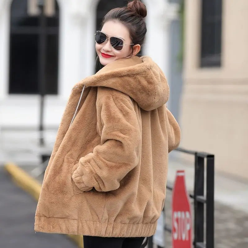 Embrace Cozy Luxury with Our Velvet Hooded Streetwear Coat