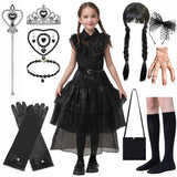 2025 Wednesday Hot Black Short Costume New Vestidos For Kids Cosplay Carnival Easter Halloween Party Costumes for 3-10 Years