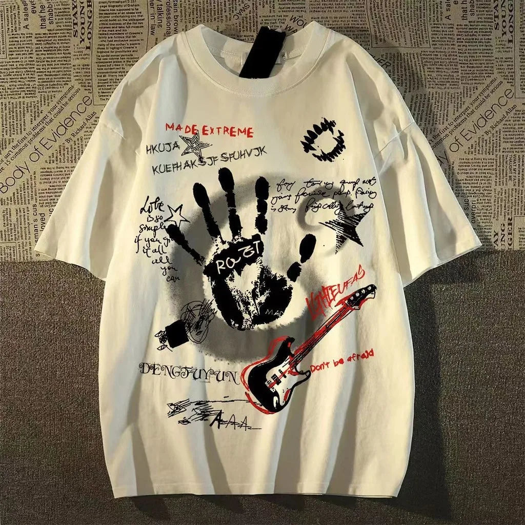 American Vintage Round Neck Short Sleeved T-shirt Men/Women Korean Inst Summer New Top 4