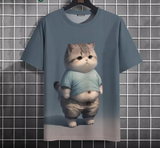 Men’s Oversized Funny Cat Graphic Tee