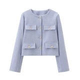 Women’s Casual Round Neck Cropped Suit Coat
