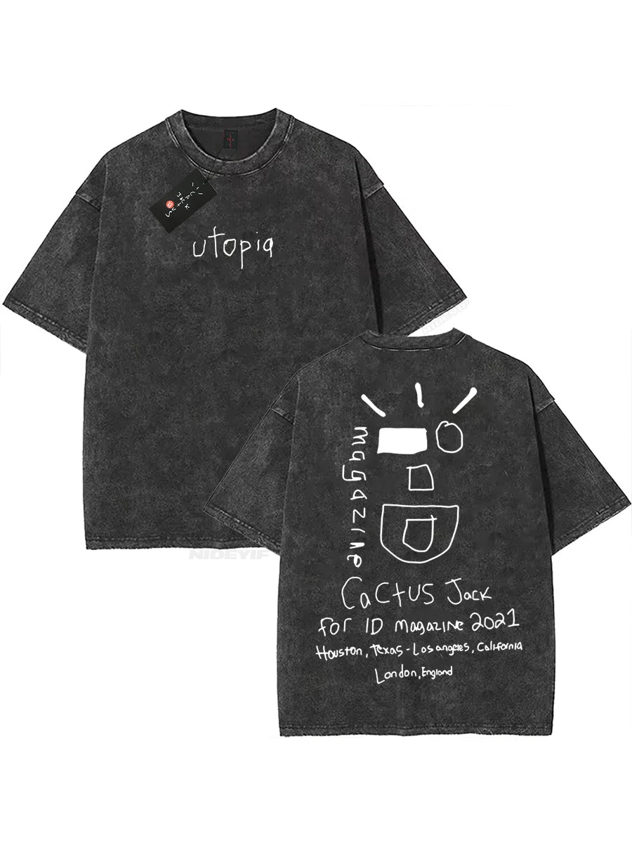 Unisex 100% Cotton Washed Oversized Graphic T-Shirt