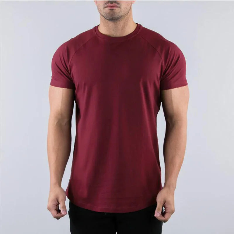 Men's Summer Skinny Casual T-Shirt Short Sleeve Tee Male Gym Fitness Sport Cotton Tops Man Running Workouts Sweatshirt Clothing 5
