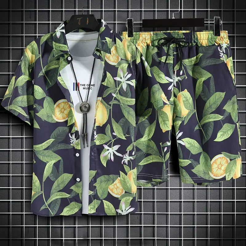 Men's Quick Dry Hawaiian Shirt and Shorts Set - 2-Piece Beach Outfit - Summer Fashion 5