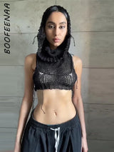 BOOFEENAA Hooded Sleeveless Knitted Sweater Vest Streetwear Fashion Sexy Y2k Crop Top Autumn Clothes Women 2023 C71-CE17 4