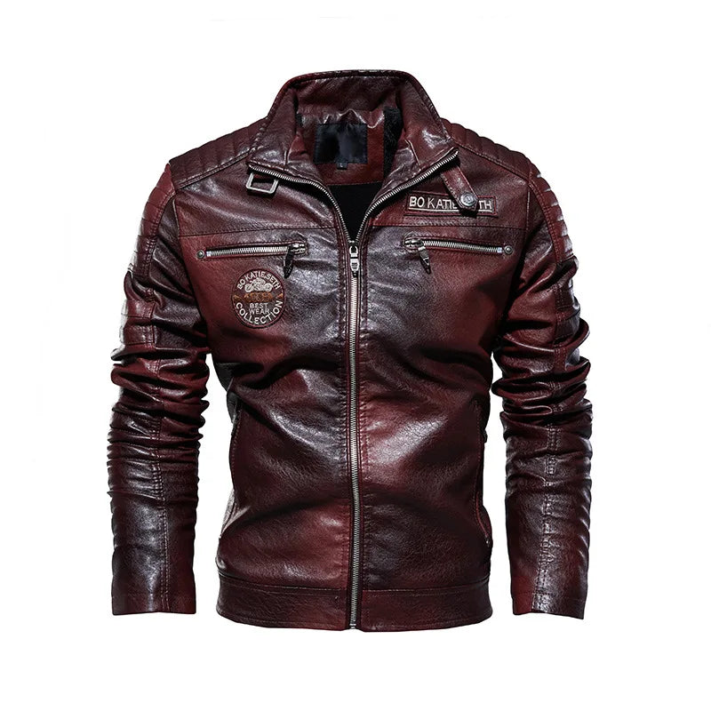 Motorcycle commuting racing suit outdoor cycling suit jacket autumn European and American tough guy lapel leather jacket 5