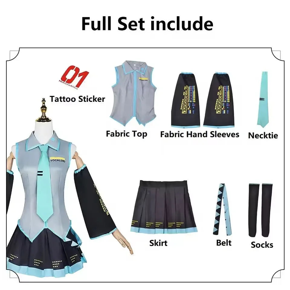 Anime Karakter Prestaties Kleding Hatsune Miku MIKU Anime Kleding Cosplay Kleding Rok Hetzelfde Pak Pruik Accessoires Halloween 6