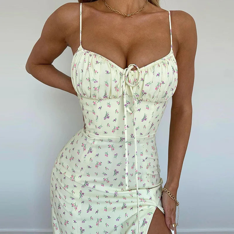 Women Elegant Floral Beach Vacation Bodycon Streetwear Long Dress 2024 Summer Clothes 5