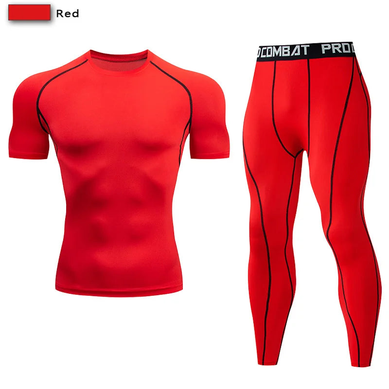2pcs Men Compression Sportswear Suit GYM Tight Sports Yoga Sets