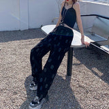 Pants Women Summer Ladies Full Length Trousers Loose High Waist Casual Skulls Drawstring Fashion Popular Preppy Korean Style 5