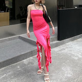 2025 Spring/Summer Fashion Trend Women's New One Shoulder Bra Wrap Hip Slim Fit Irregular Dress 2