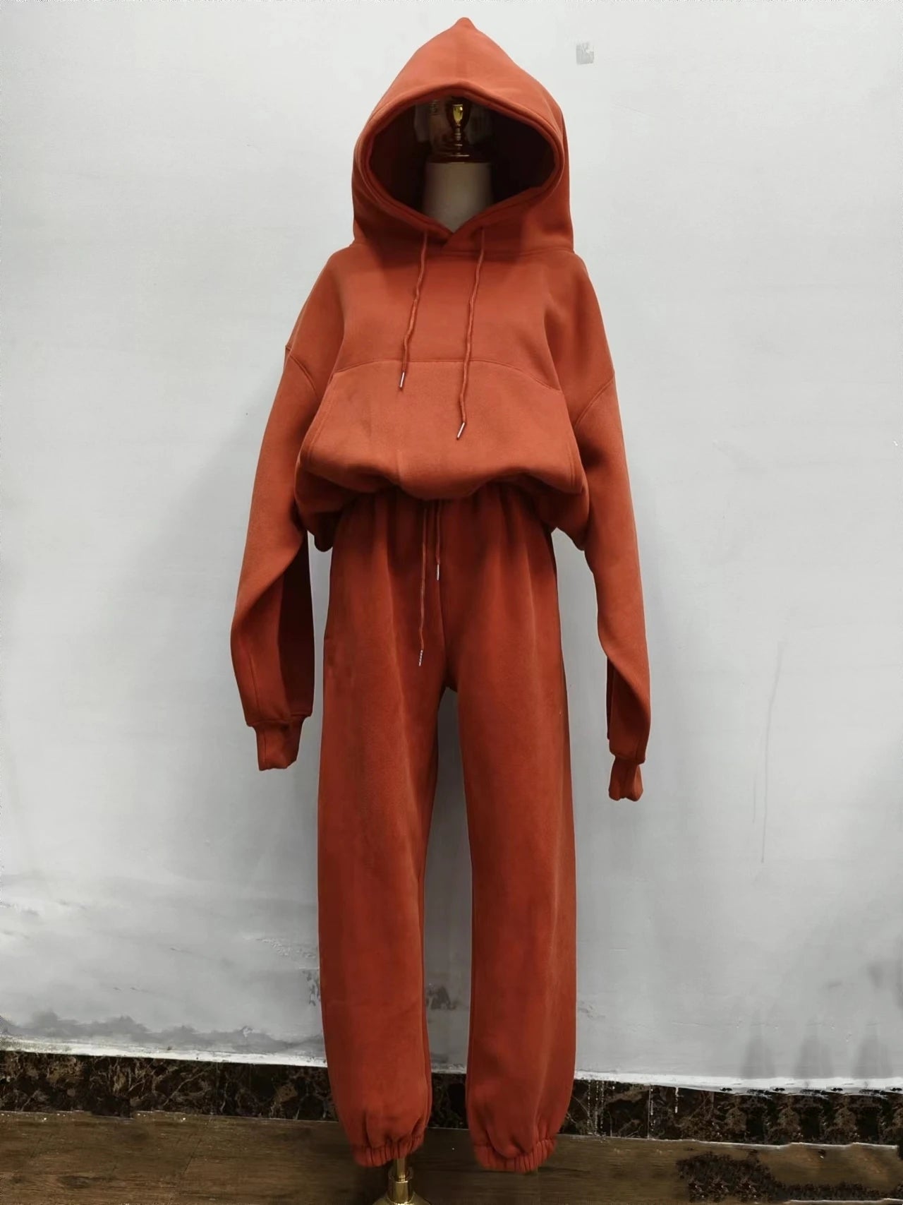 Hoodies Suit Winter Spring Solid Casual Tracksuit Women Fleece 2 Pieces Set Sports Sweatshirts Pullover Sweatpants Wholesale 28