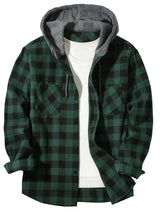 Youth Fashion Street Hooded Plaid Shirt Men's Slim Fit 2