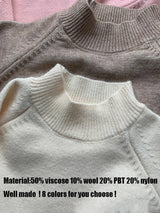 Women Mock Neck Pullovers Sweater High Quality Oversized Jumper Split Fall Winter Clothes Beige Purple Green 8 Colors  C-114 5