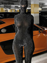 Hawthaw Women Autumn Winter Long Sleeve Backless Bodycon Soild Color Black Jumpsuit Romper Playsuit 2020 Fall Clothes Streetwear 1