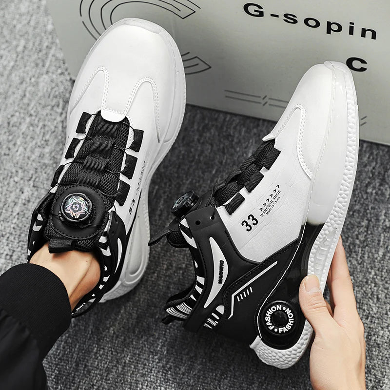Mens Sneakers with Rotating Buckle Comfy Non Slip Lace up Durable Shoes 5