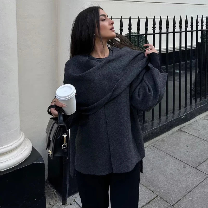 MUJER Plush Winter Coats for Women Asymmetric Scarf Demi-season Jacket for Women Parkas Long Sleeve Padded Coat Woman Jacket 5