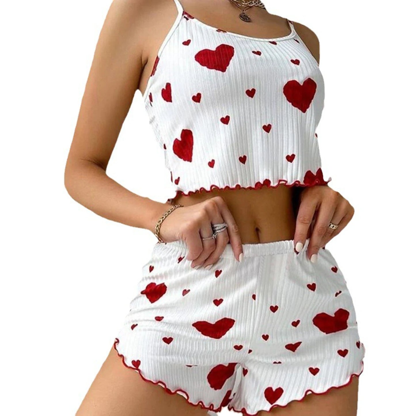 Women’s Heart-Print Pajama Set