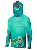Fishing Shirt Hooded Men Fishing Clothes Outdoor Summer Mask Hoodie Sun Uv Protection Performance Jersey 2