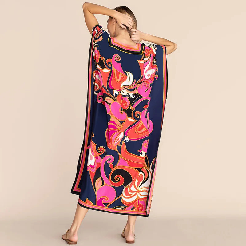 Women's Kaftan Dress | Plus Size Beach Cover Up | Summer Kimono Robe 3
