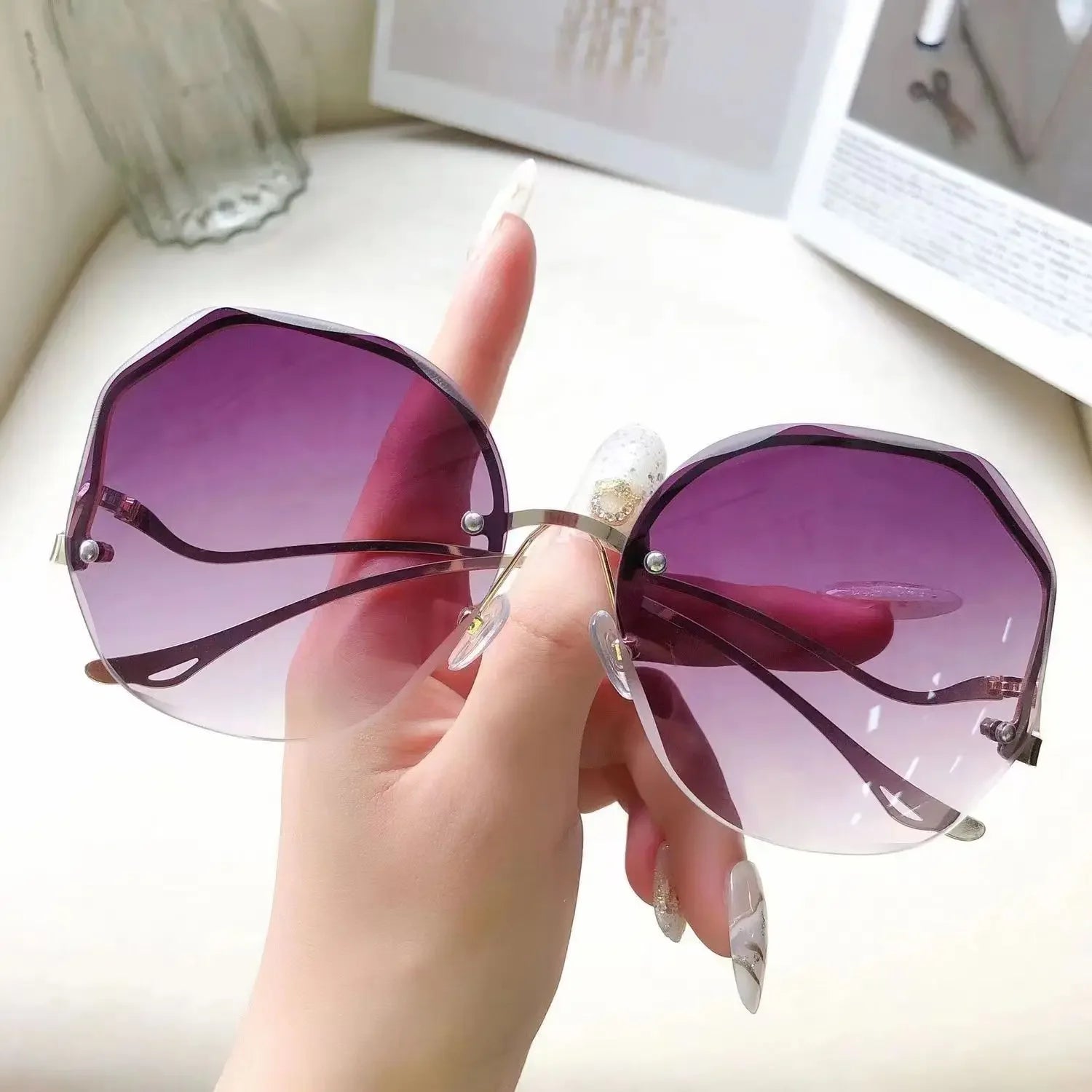 Rimless Polygon Fashion Sunglasses
