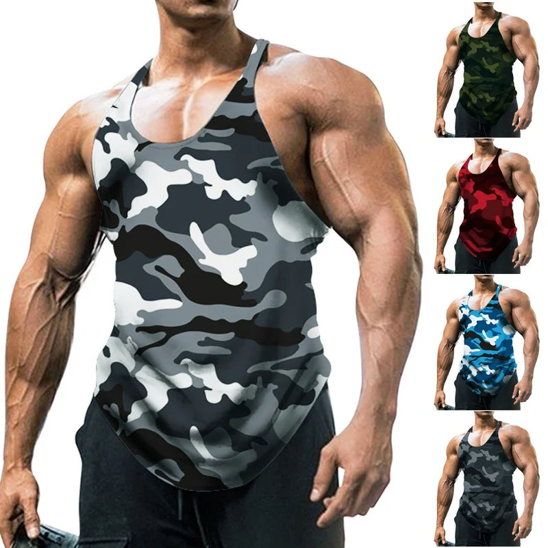 Men's Thin Camouflage Sleeveless Vintage Sports Fitness Training Vest