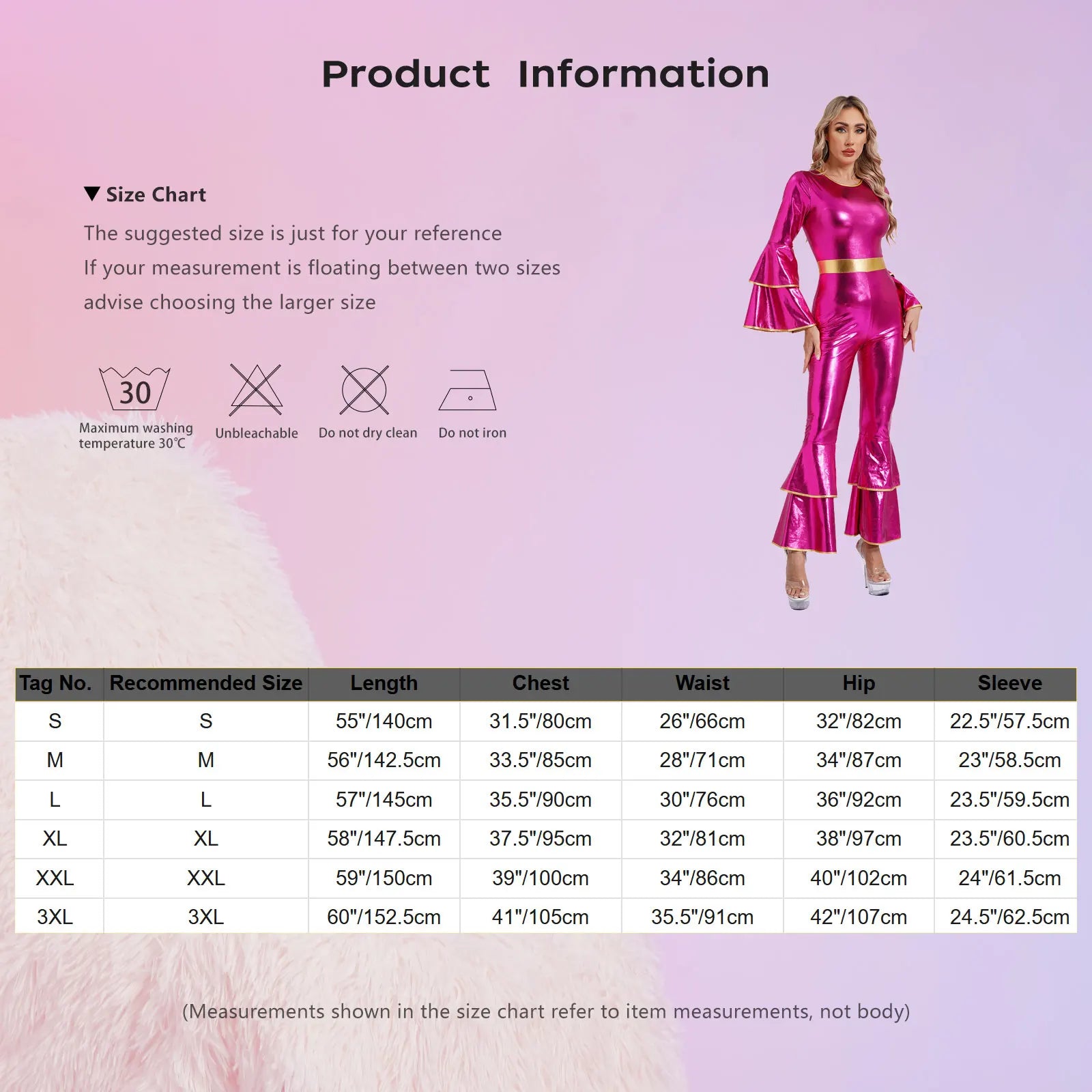 Women's 70s Disco Jumpsuit | Metallic Shiny Bell Bottom Jumpsuit | Halloween Costume, Rave Outfit 5