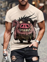 Angry Animal Print Summer Men's T Shirt Casual Short Sleeve Fashion Streetwear Male Oversized Clothing Crew Neck T-Shirts