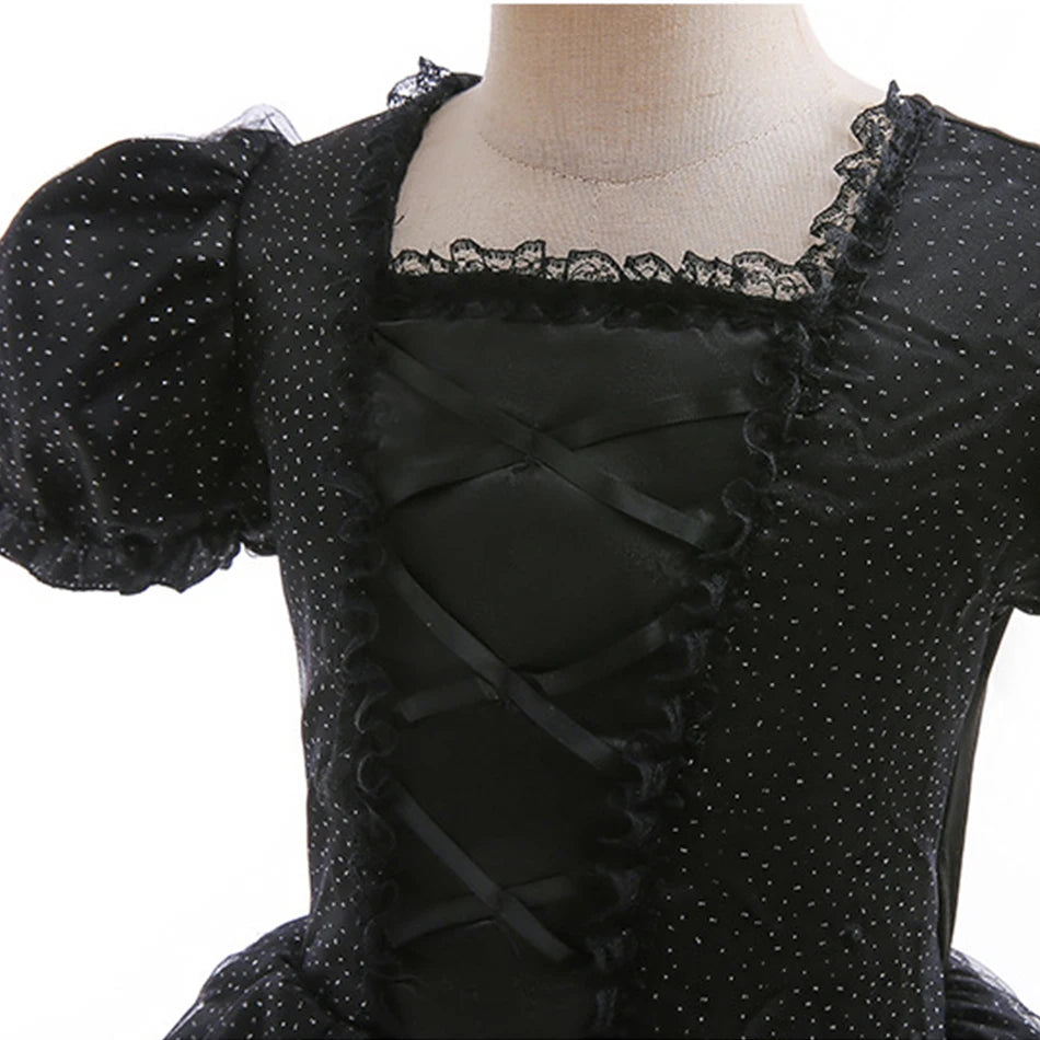 Girl Maleficent Cosplay Dress With Wings Kids Halloween Carnival Evil Witch Dress Up Costume 2-10 Yrs Sequin Ruffles Outfits 4
